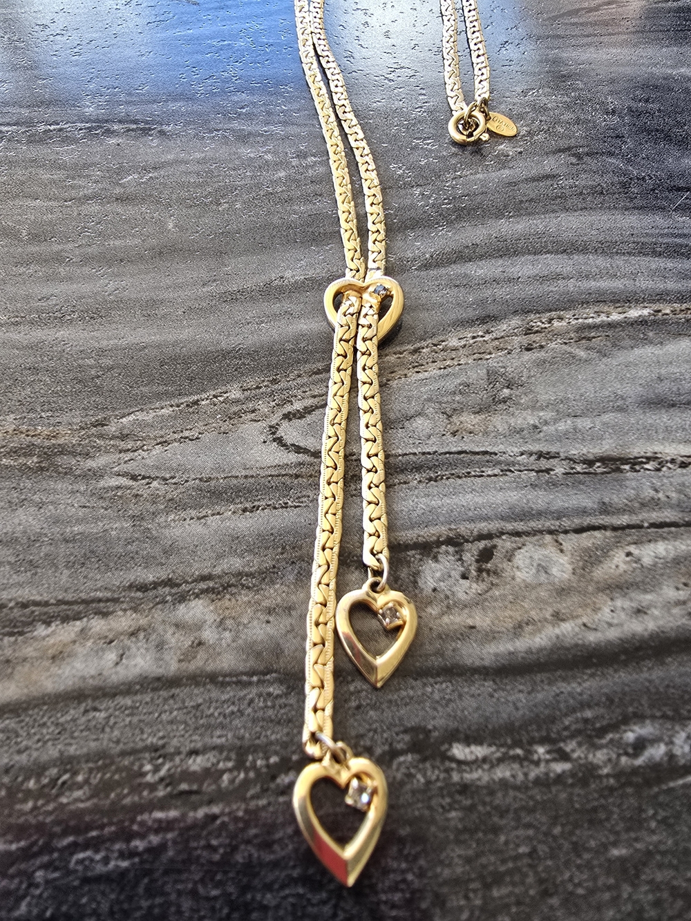 Vintage Citation Gold Heart Drop Lariat Necklace - Women Jewelry8